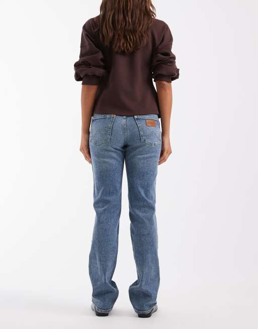 Wrangler jeans dritti in denim blu medio, 2 di 5