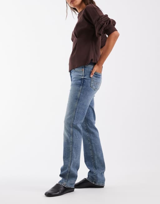 Wrangler jeans dritti in denim blu medio, 3 di 5