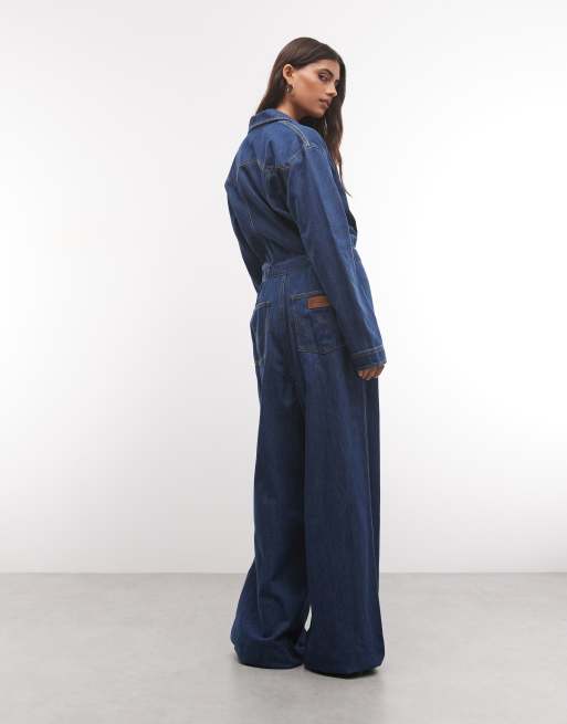 Wrangler Jeans-Jumpsuit mit weitem Bein Canyon in Blau, 3 von 4