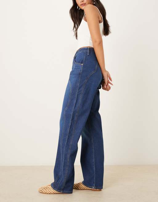 Wrangler - Jeans med tøndeformede ben i mørkeblå vask, 3 af 5