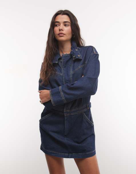 Wrangler jeansowa sukienka moto w kolorze niebieskim - view 1