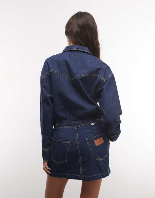 Wrangler jeansowa sukienka moto w kolorze niebieskim, 4 z 4