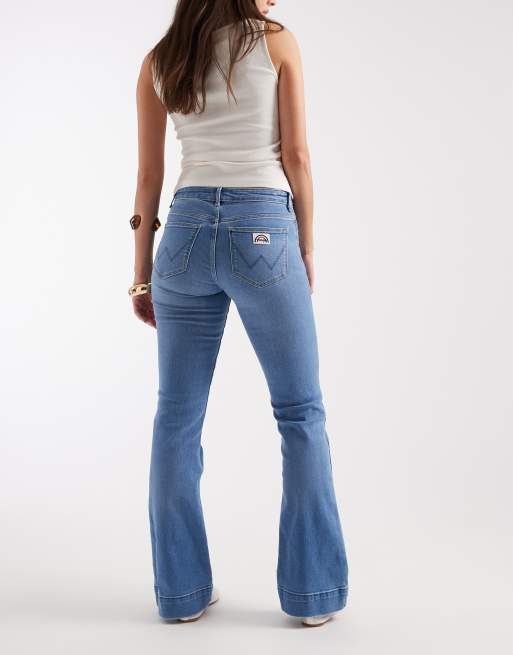Wrangler jeansy dzwony z kieszeniami z przodu w średnim odcieniu niebieskiego, 2 z 5
