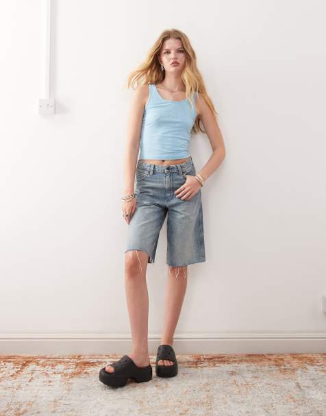 Wrangler jorts in light wash blue - view 1