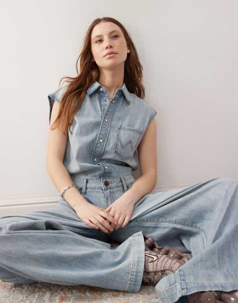 Wrangler - Jumpsuit i denim i lyseblå vask - view 1