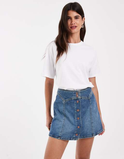 Wrangler jupe à empiècements en denim bleu moyen, 3 de 5