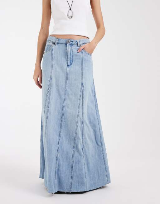 Wrangler - Jupe longue et plissée en jean - Bleu clair délavé, 3 de 5