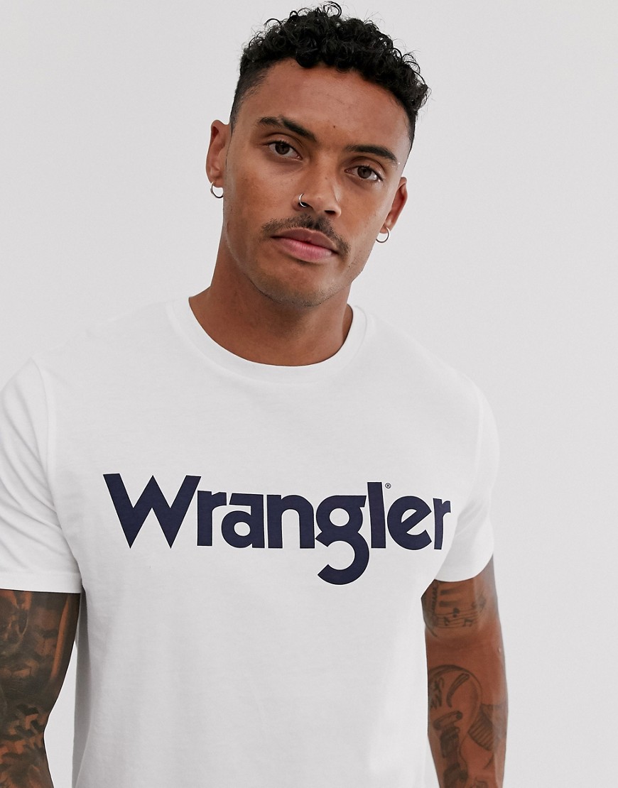 Wrangler - Kabel - T-shirt bianca con logo-Bianco