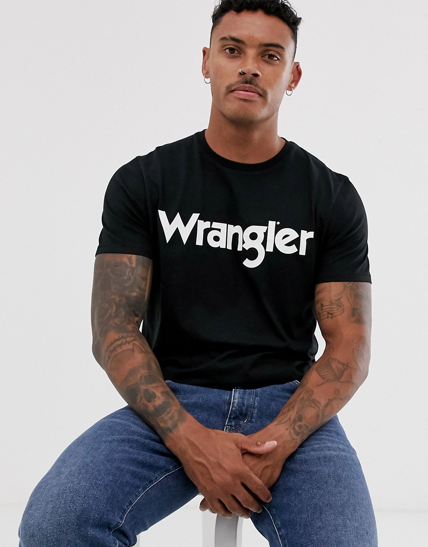 Wrangler - Kabel - T-shirt con logo nera-Nero
