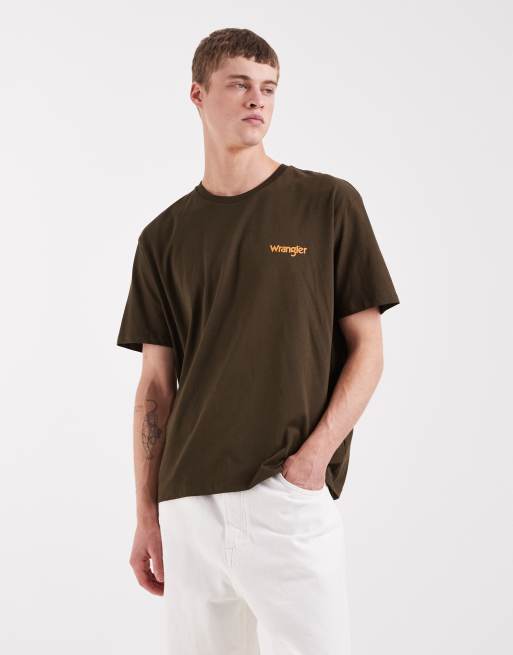 Wrangler – Kakifärgad t-shirt i vintagestil, 2 av 5