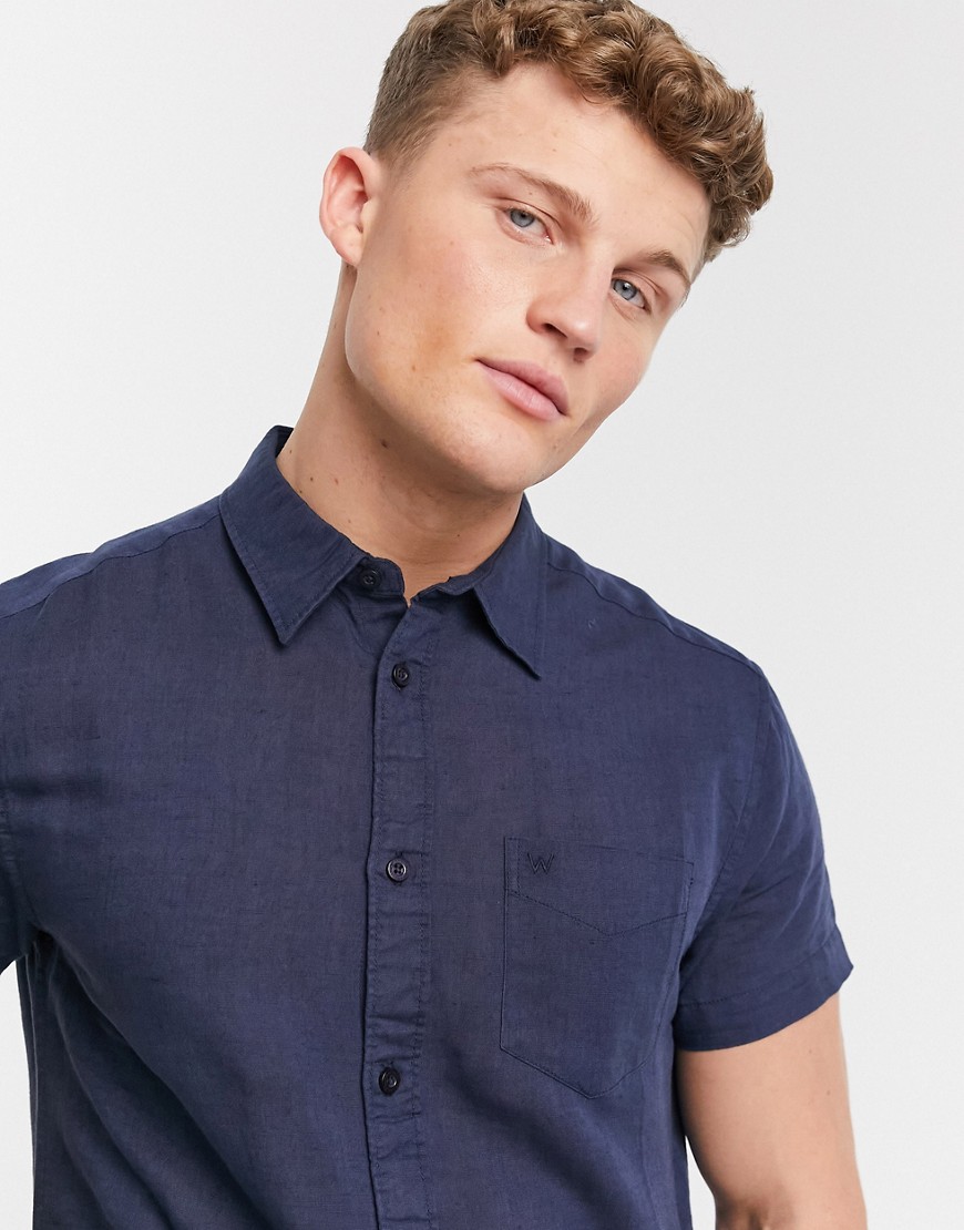 Wrangler – Kortärmad skjorta med ficka-Marinblå