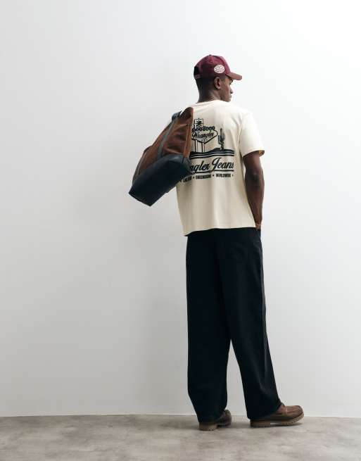 Wrangler – Kremowy T-shirt w stylu vintage, 4 z 5