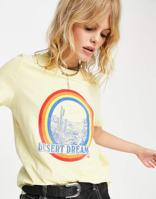 Wrangler – Kurzärmliges T-Shirt in Baiser-Zitronengelb