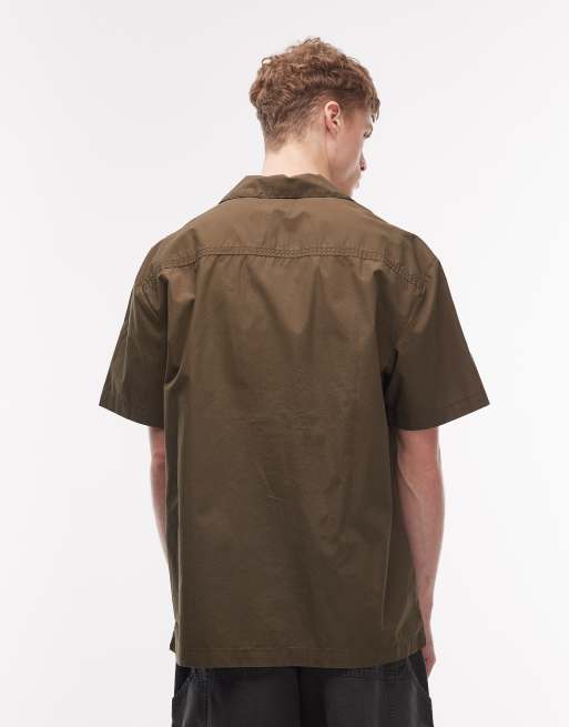 Wrangler – Kurzärmliges Utility-Hemd in Khaki, 3 von 5
