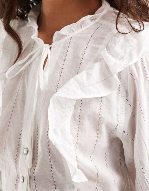 Wrangler – Langärmlige Bluse in Weiß, 3 von 4