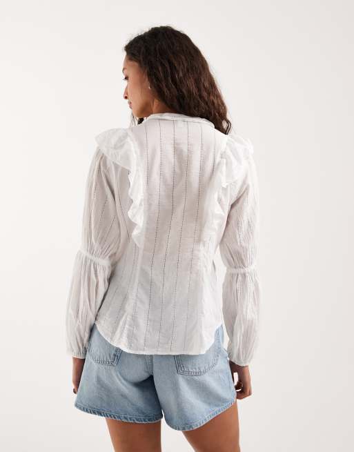 Wrangler – Langärmlige Bluse in Weiß, 4 von 4