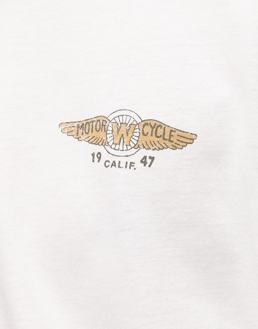 Wrangler – Langärmliges T-Shirt in Weiß mit „Motorcycle Club“-Logo auf der Brust, 5 von 5