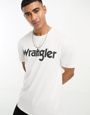 Wrangler large logo tee in white