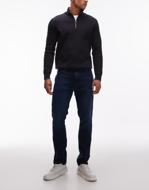 Wrangler – Larston – Niebieskie dopasowane jeansy ze zwężanymi nogawkami - view 1