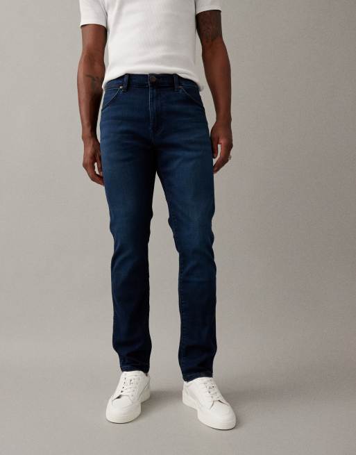 Wrangler - Larston - Smalle tapered jeans i blå mellemvask, 3 af 7