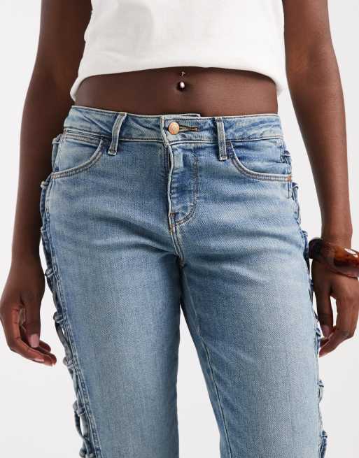 Wrangler lavtaljede denim bootcut-jeans med snører i mellemvask, 4 af 5
