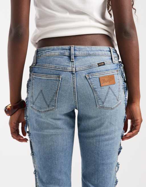 Wrangler lavtaljede denim bootcut-jeans med snører i mellemvask, 5 af 5