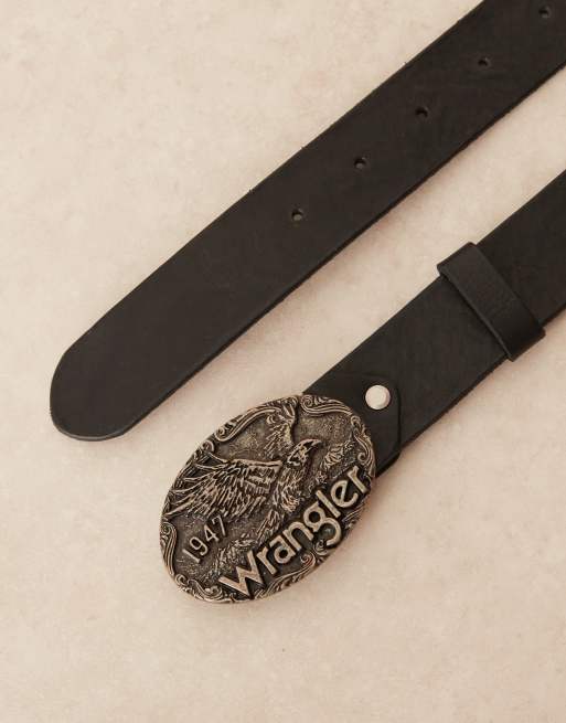 Wrangler W Eagle Belt - Cintura Uomo In Pelle, Colore Cognac, Chiusura Classica, Facile Da Pulire
