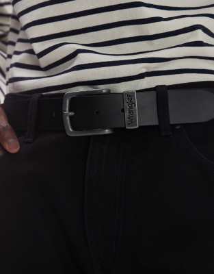 Wrangler Leather Buckle Belt In Black