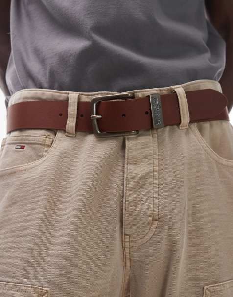 Wrangler leather buckle belt in brown - view 1