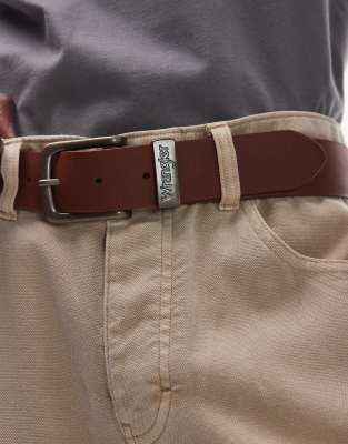 Wrangler Leather Buckle Belt In Brown