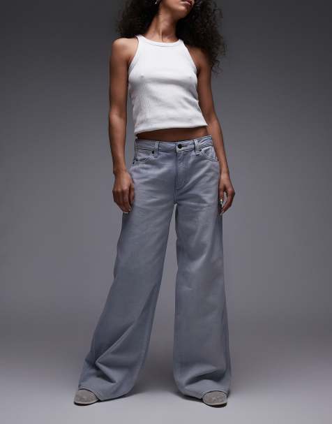Wrangler - Lichtgewicht jeans met wijde pijpen in blauw met acid wash - view 1