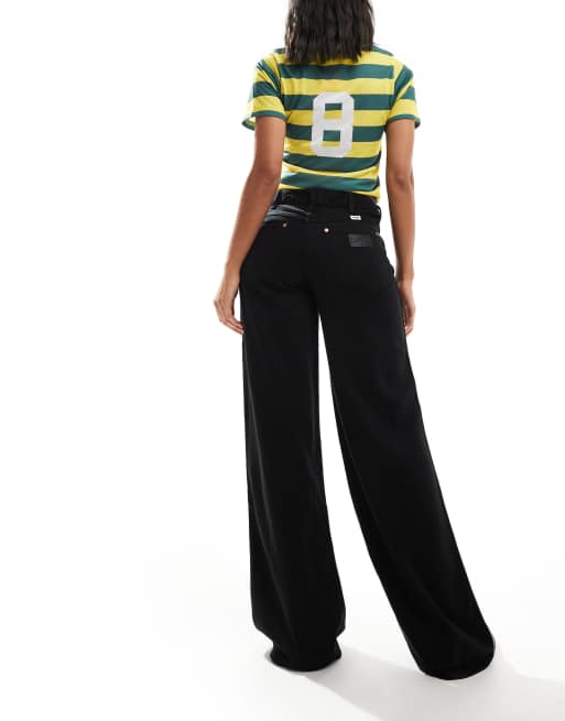 Wrangler lightweight denim wide leg jean in black, 2 of 5