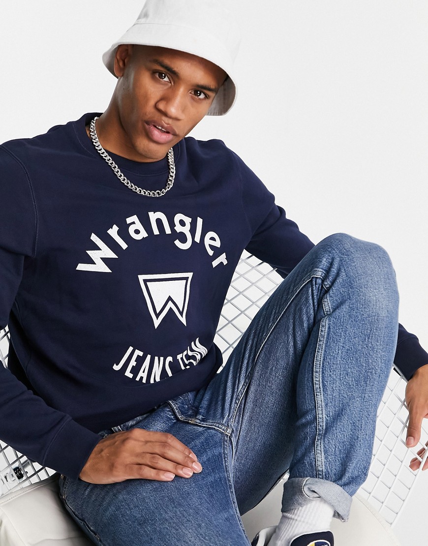 Wrangler logo crew neck sweatshirt-Navy