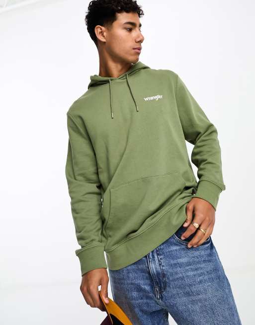 Wrangler logo hoodie in khaki | ASOS