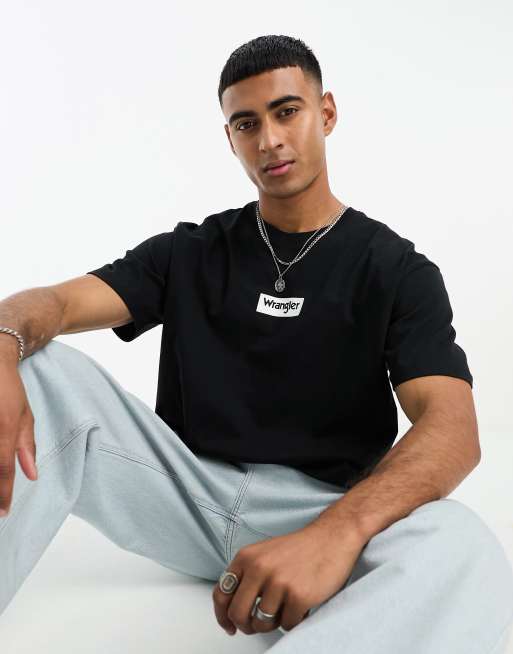 Wrangler logo tee in black | ASOS