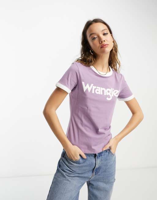 Wrangler logo tee in purple | ASOS