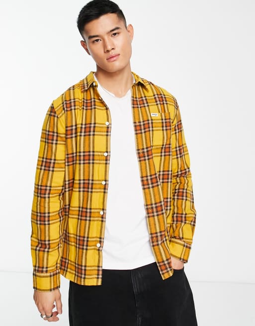 Wrangler long sleeve check shirt in yellow