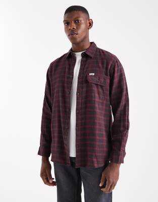 Wrangler Long Sleeve Flannel Shirt In Red