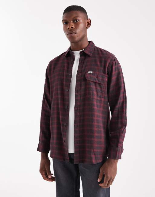 Wrangler long sleeve flannel shirt in red/black plaid