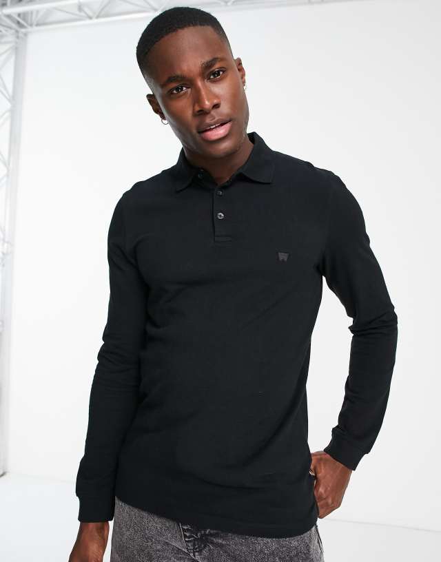 Wrangler long sleeve polo in black