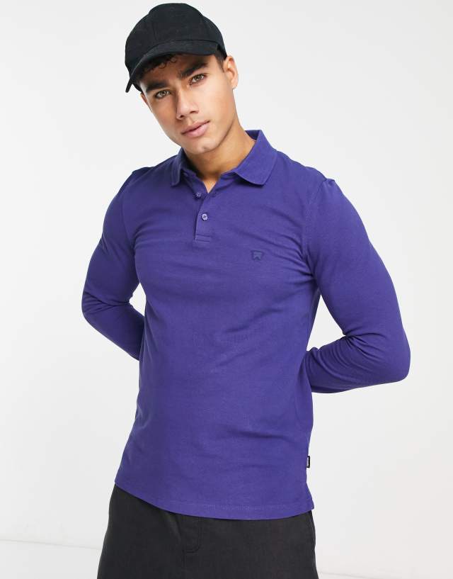 Wrangler long sleeve polo in blue