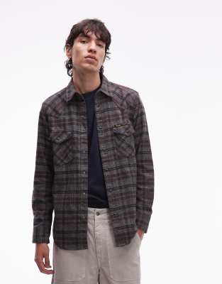 Wrangler long sleeve western shirt in black check