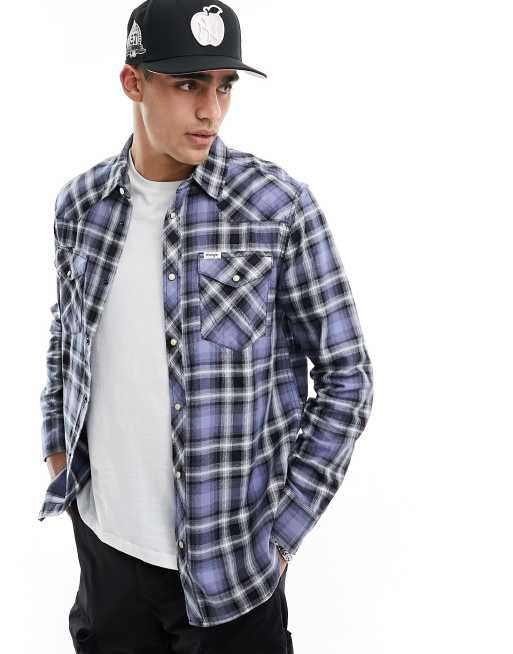 Wrangler long sleeve western shirt in stone wash blue, 2 of 4