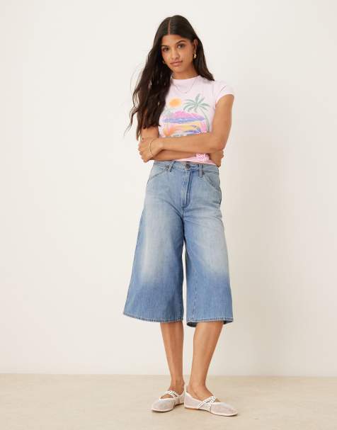 Wrangler longline jorts in washed light blue - view 1