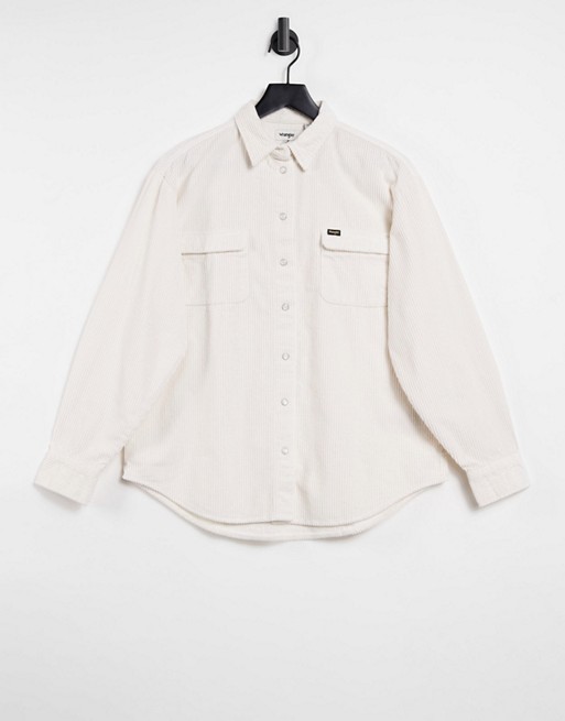 Wrangler loose cord shirt in white