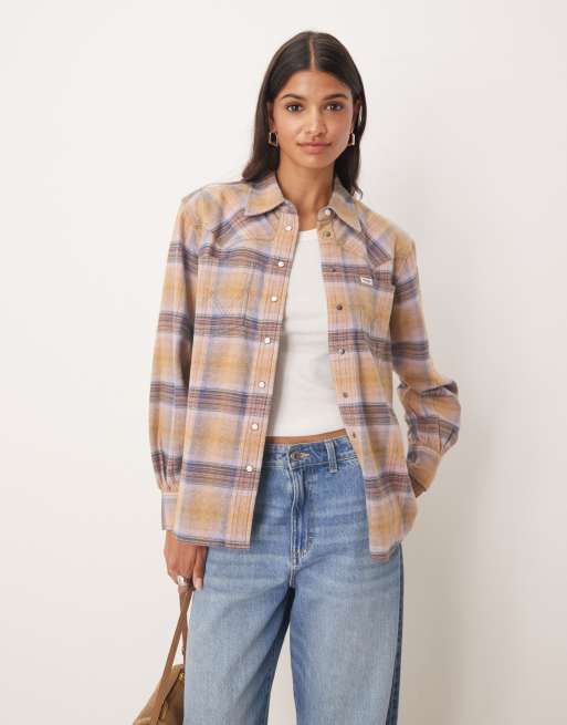 Wrangler loose fit western shirt in yellow plaid