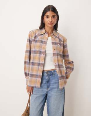 Wrangler - Loose-Fit-Westernhemd in kariertem Gelb