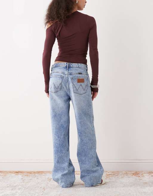 Wrangler - Losse rechte jeans met halfhoge taille in lichte wassing, 2 van 5