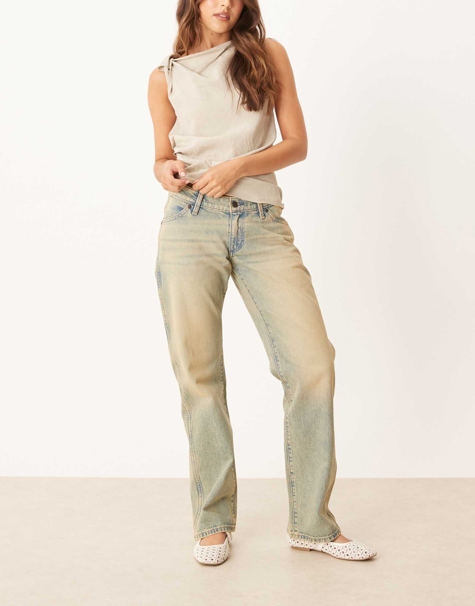 Ковбойские джинсы прямого кроя с низкой посадкой Wrangler темно-синего цвета