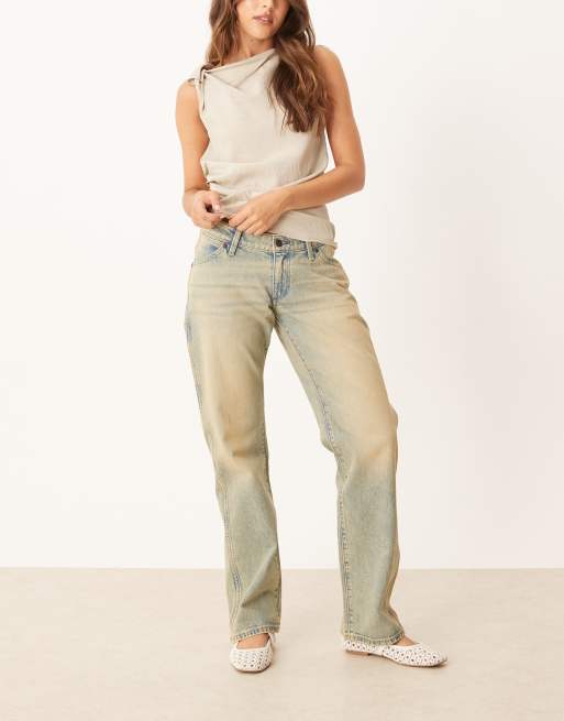 Wrangler low rise cowboy straight fit jeans in midwash blue